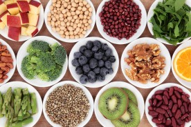 a selection of health foods in white bowls